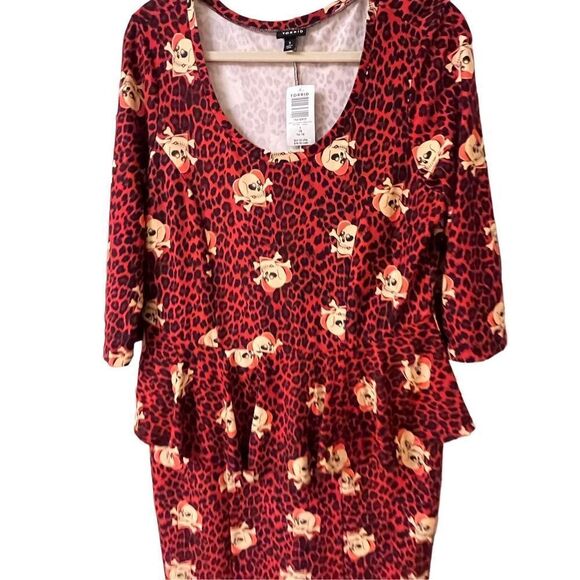 Torrid red leopard print dress with skulls 1X NWT - Picture 2 of 4
